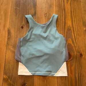 Janji Horizon Long Sports Bra Womens XS Crop Tank High Neck Active Gym Running